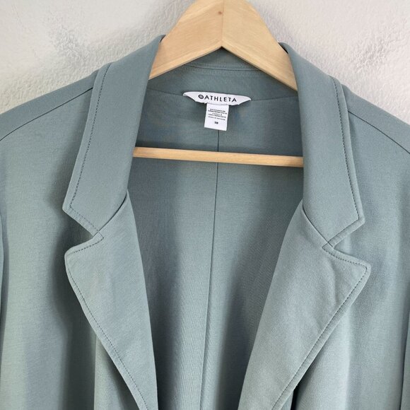 Athleta Womens 18 Eastbound Ponte Knit Open Front Blazer Gray Green Jacket - Picture 9 of 10